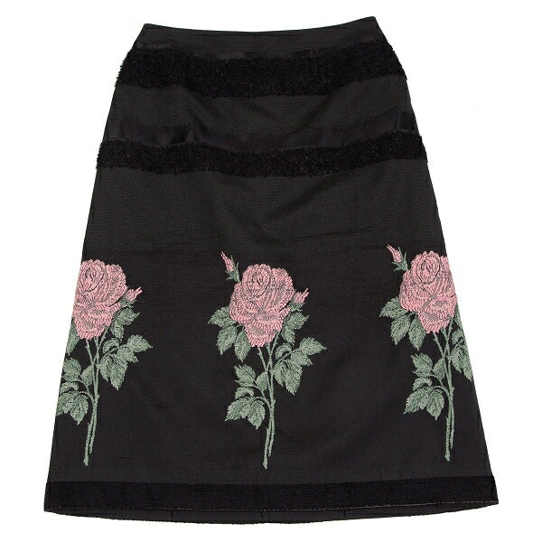 KEITA MARUYAMA Floral Jacquard Border Skirt Black Size 1