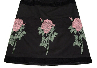 KEITA MARUYAMA Floral Jacquard Border Skirt Black Size 1