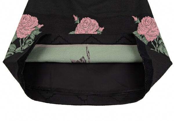 KEITA MARUYAMA Floral Jacquard Border Skirt Black Size 1