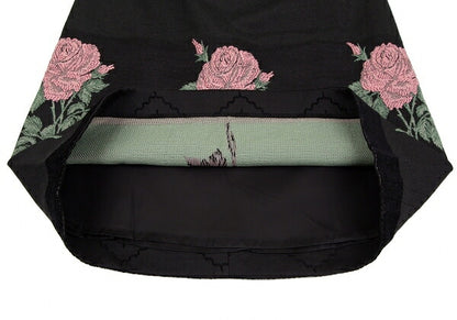 KEITA MARUYAMA Floral Jacquard Border Skirt Black Size 1