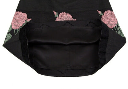 KEITA MARUYAMA Floral Jacquard Border Skirt Black Size 1
