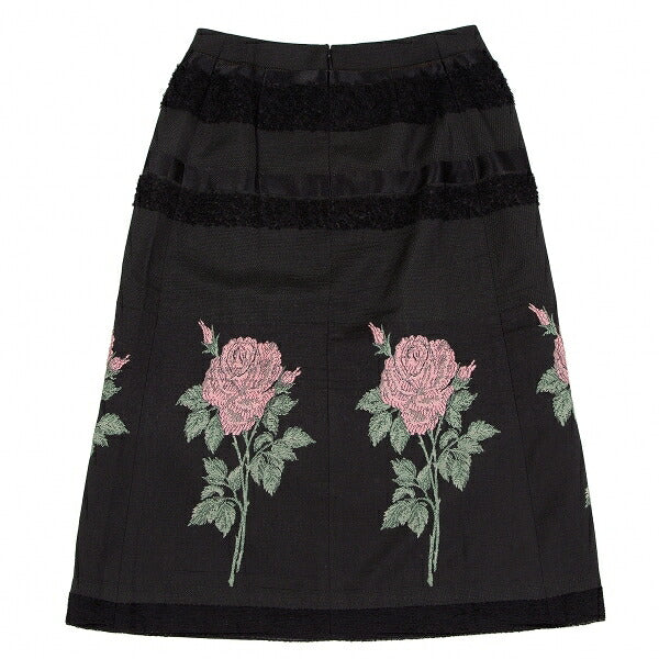 KEITA MARUYAMA Floral Jacquard Border Skirt Black Size 1