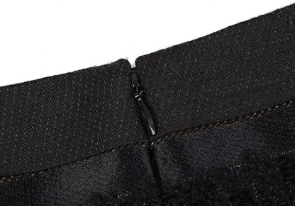 KEITA MARUYAMA Floral Jacquard Border Skirt Black Size 1
