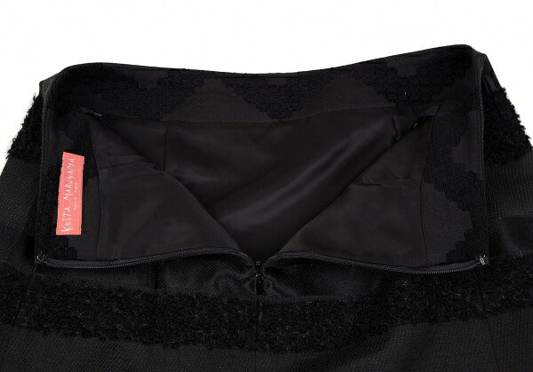 KEITA MARUYAMA Floral Jacquard Border Skirt Black Size 1