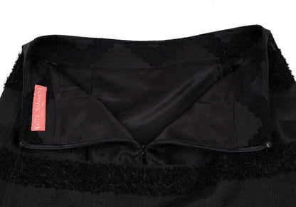 KEITA MARUYAMA Floral Jacquard Border Skirt Black Size 1