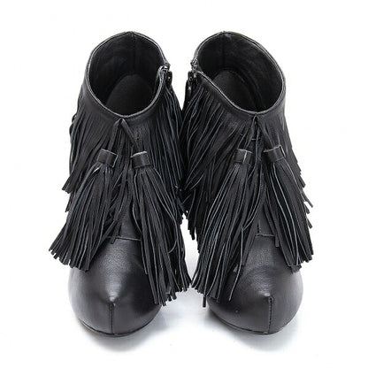 KEITA MARUYAMA Fringe Leather Heels Black Size 24CM
