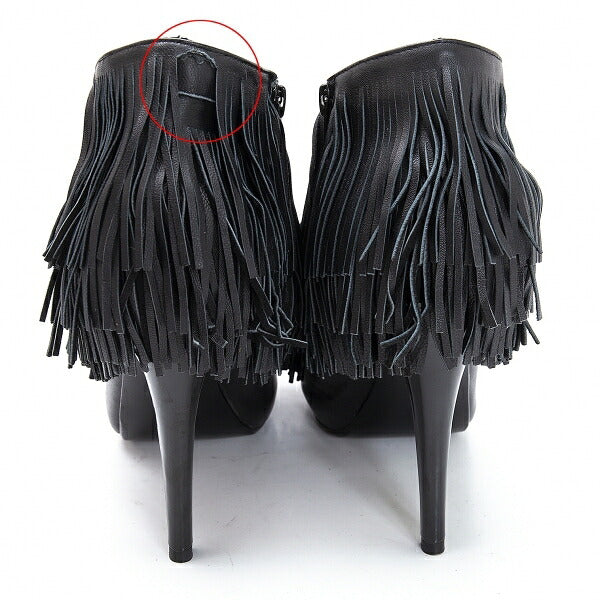 KEITA MARUYAMA Fringe Leather Heels Black Size 24CM