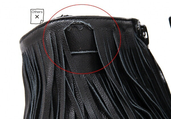 KEITA MARUYAMA Fringe Leather Heels Black Size 24CM