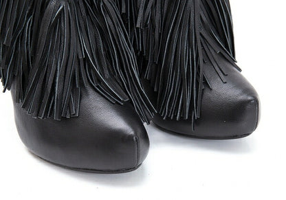 KEITA MARUYAMA Fringe Leather Heels Black Size 24CM