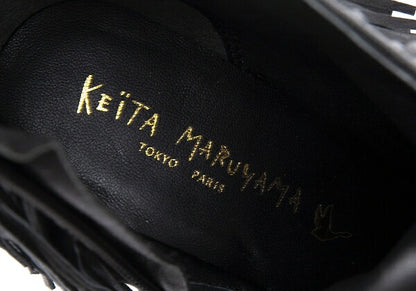 KEITA MARUYAMA Fringe Leather Heels Black Size 24CM
