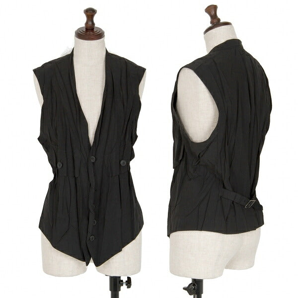 ISSEY MIYAKE Wrinkle Pleat Polyester Vest Black Size M
