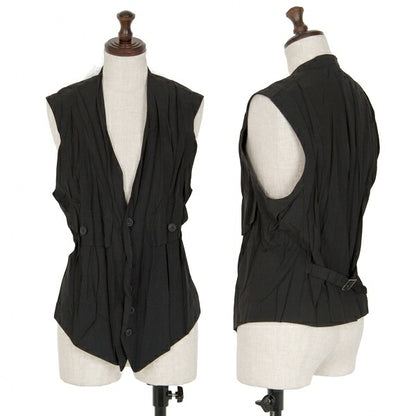 ISSEY MIYAKE Wrinkle Pleat Polyester Vest Black Size M