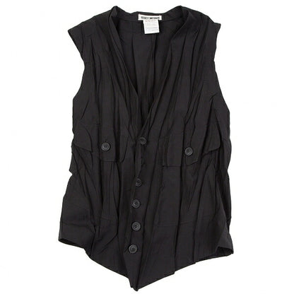 ISSEY MIYAKE Wrinkle Pleat Polyester Vest Black Size M
