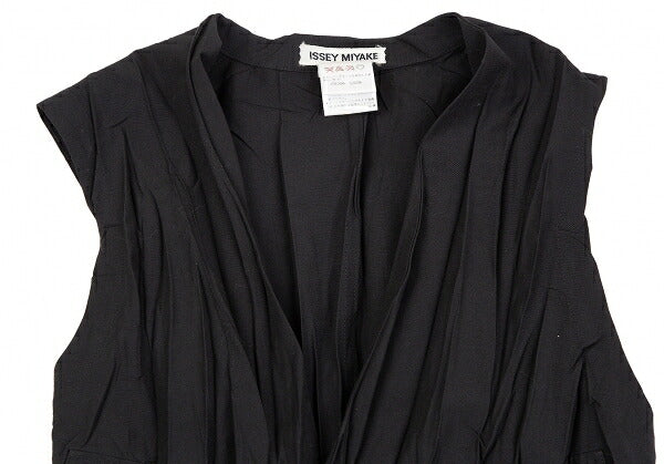 ISSEY MIYAKE Wrinkle Pleat Polyester Vest Black Size M