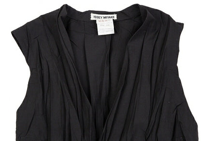 ISSEY MIYAKE Wrinkle Pleat Polyester Vest Black Size M