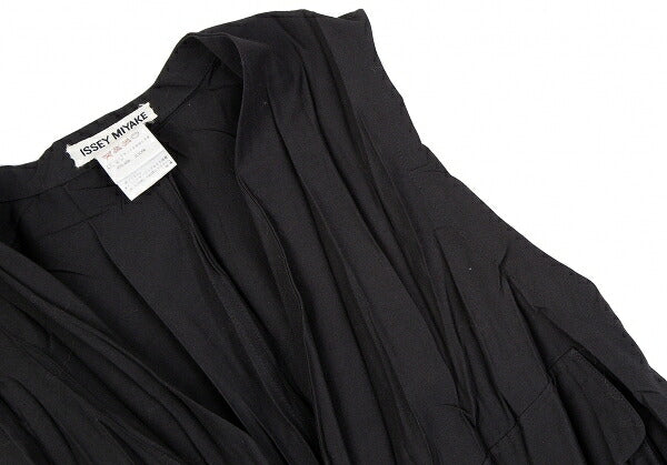 ISSEY MIYAKE Wrinkle Pleat Polyester Vest Black Size M
