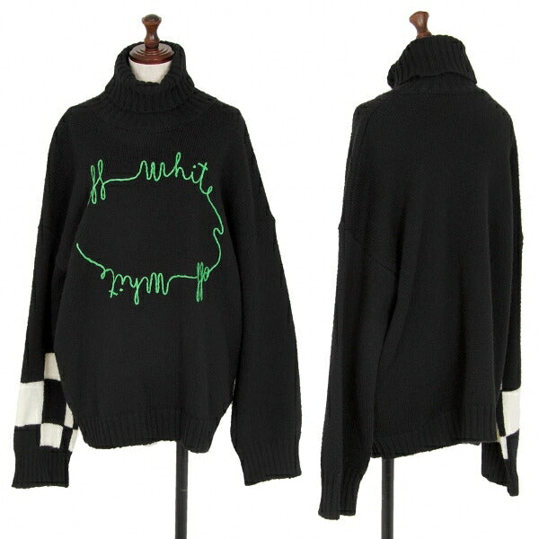 Off-White 20AW Logo Embroidered Sweater Black Size 38