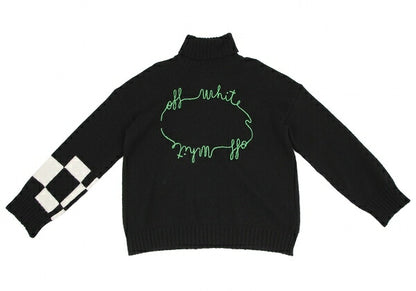 Off-White 20AW Logo Embroidered Sweater Black Size 38