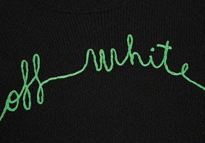 Off-White 20AW Logo Embroidered Sweater Black Size 38