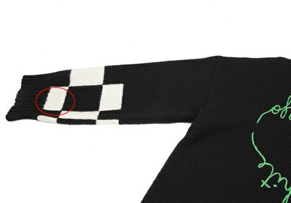 Off-White 20AW Logo Embroidered Sweater Black Size 38