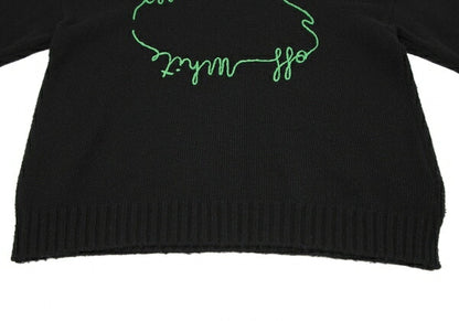 Off-White 20AW Logo Embroidered Sweater Black Size 38
