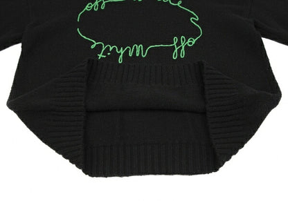 Off-White 20AW Logo Embroidered Sweater Black Size 38