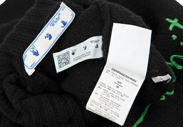 Off-White 20AW Logo Embroidered Sweater Black Size 38