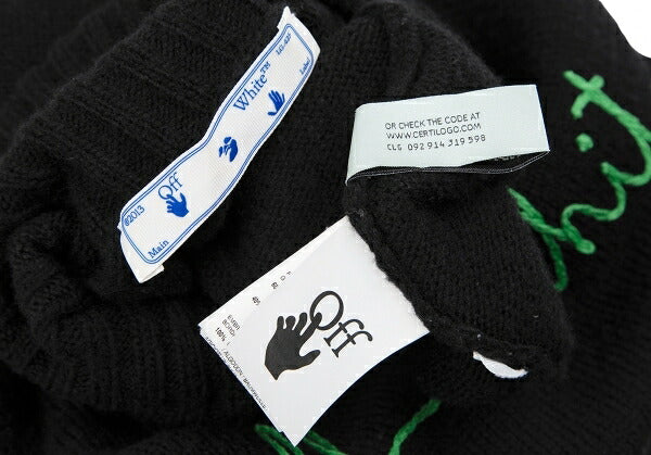 Off-White 20AW Logo Embroidered Sweater Black Size 38