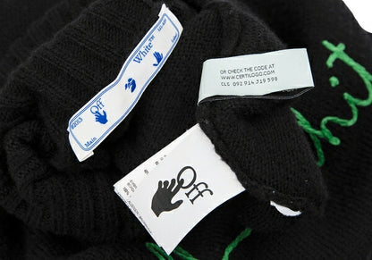 Off-White 20AW Logo Embroidered Sweater Black Size 38