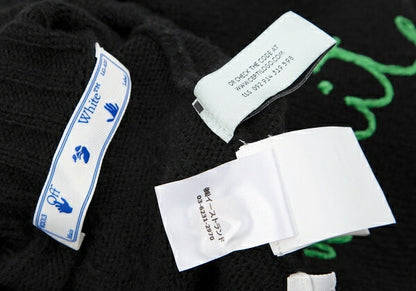 Off-White 20AW Logo Embroidered Sweater Black Size 38