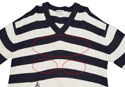 MONSE Distressed Striped Bijou Knit Sweater White Size S