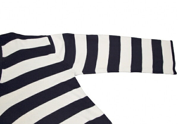 MONSE Distressed Striped Bijou Knit Sweater White Size S