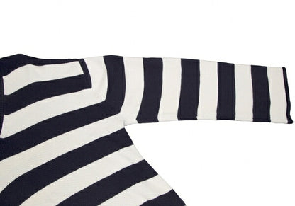 MONSE Distressed Striped Bijou Knit Sweater White Size S