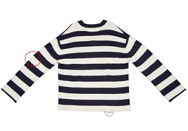 MONSE Distressed Striped Bijou Knit Sweater White Size S