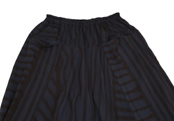 Yohji Yamamoto FEMME Stretch Nylon Stripe Navy Brown Skirt Size S