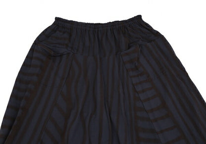 Yohji Yamamoto FEMME Stretch Nylon Stripe Navy Brown Skirt Size S