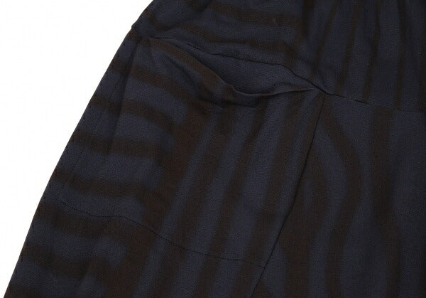 Yohji Yamamoto FEMME Stretch Nylon Stripe Navy Brown Skirt Size S