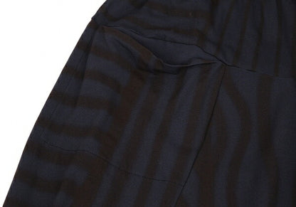Yohji Yamamoto FEMME Stretch Nylon Stripe Navy Brown Skirt Size S