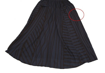Yohji Yamamoto FEMME Stretch Nylon Stripe Navy Brown Skirt Size S
