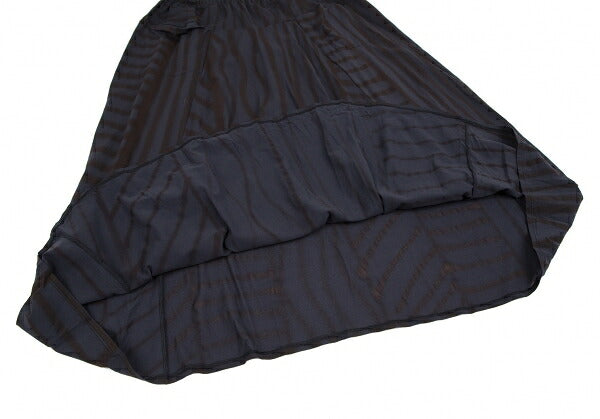 Yohji Yamamoto FEMME Stretch Nylon Stripe Navy Brown Skirt Size S