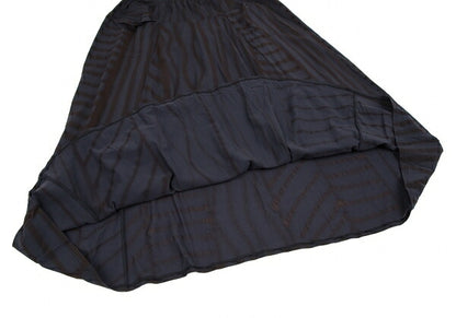 Yohji Yamamoto FEMME Stretch Nylon Stripe Navy Brown Skirt Size S