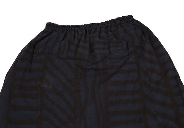 Yohji Yamamoto FEMME Stretch Nylon Stripe Navy Brown Skirt Size S