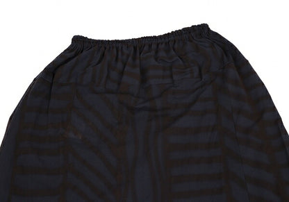 Yohji Yamamoto FEMME Stretch Nylon Stripe Navy Brown Skirt Size S