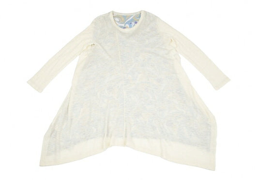 Y's Marble Print Layered Knit Midi Dress Cream Size 2