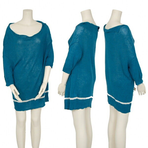 Yohji Yamamoto NOIR Cotton Linen Short Knit Blue Size 2