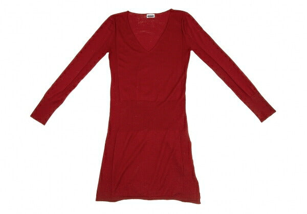 ISSEY MIYAKE FETE Wool Rib-Knit Midi Dress Red Size 2