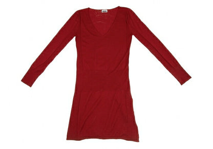 ISSEY MIYAKE FETE Wool Rib-Knit Midi Dress Red Size 2