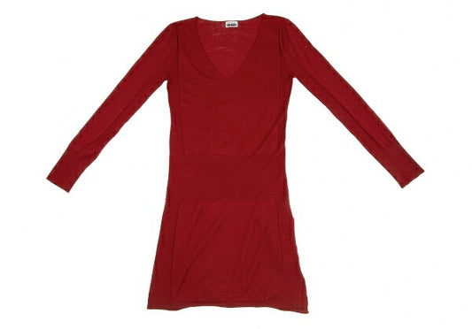 ISSEY MIYAKE FETE Wool Rib-Knit Midi Dress Red Size 2