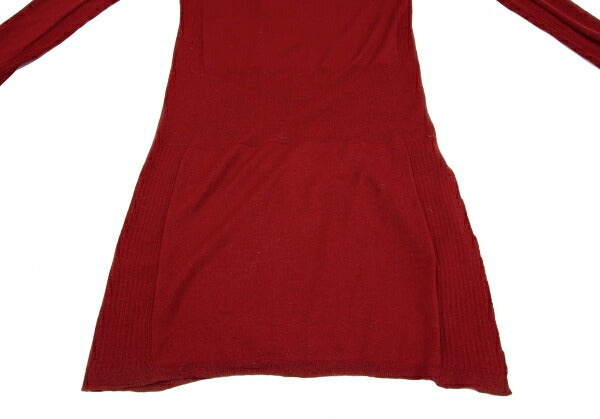 ISSEY MIYAKE FETE Wool Rib-Knit Midi Dress Red Size 2
