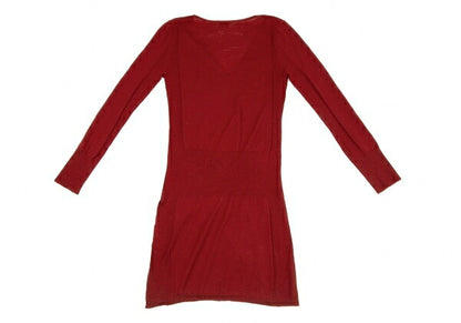 ISSEY MIYAKE FETE Wool Rib-Knit Midi Dress Red Size 2